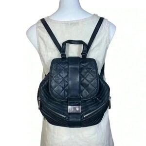 Michael Kors Elisa black leather quilted back pack
